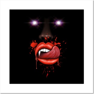 Vampire lips and teeth Halloween Posters and Art